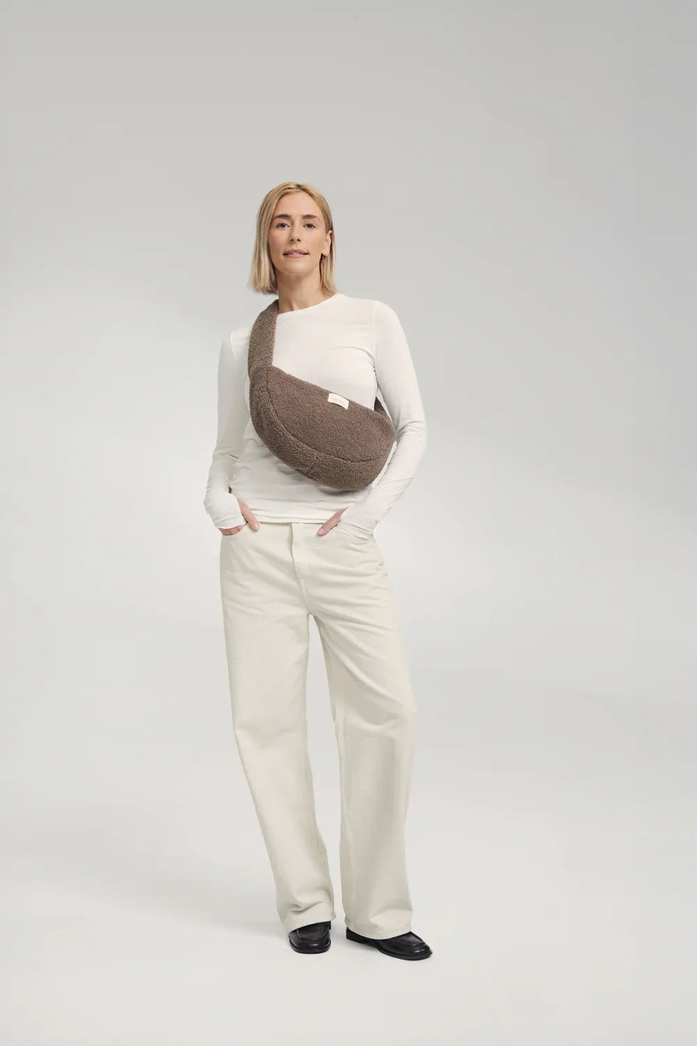 Ecru Herzen Teddy Mini Umhängetasche