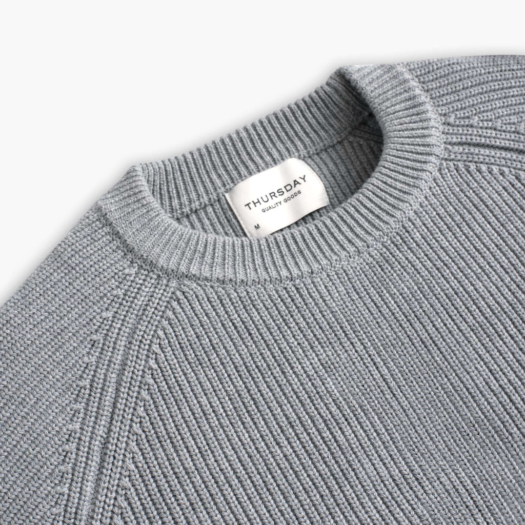 Ribbed Crewneck Sweater | Light Grey