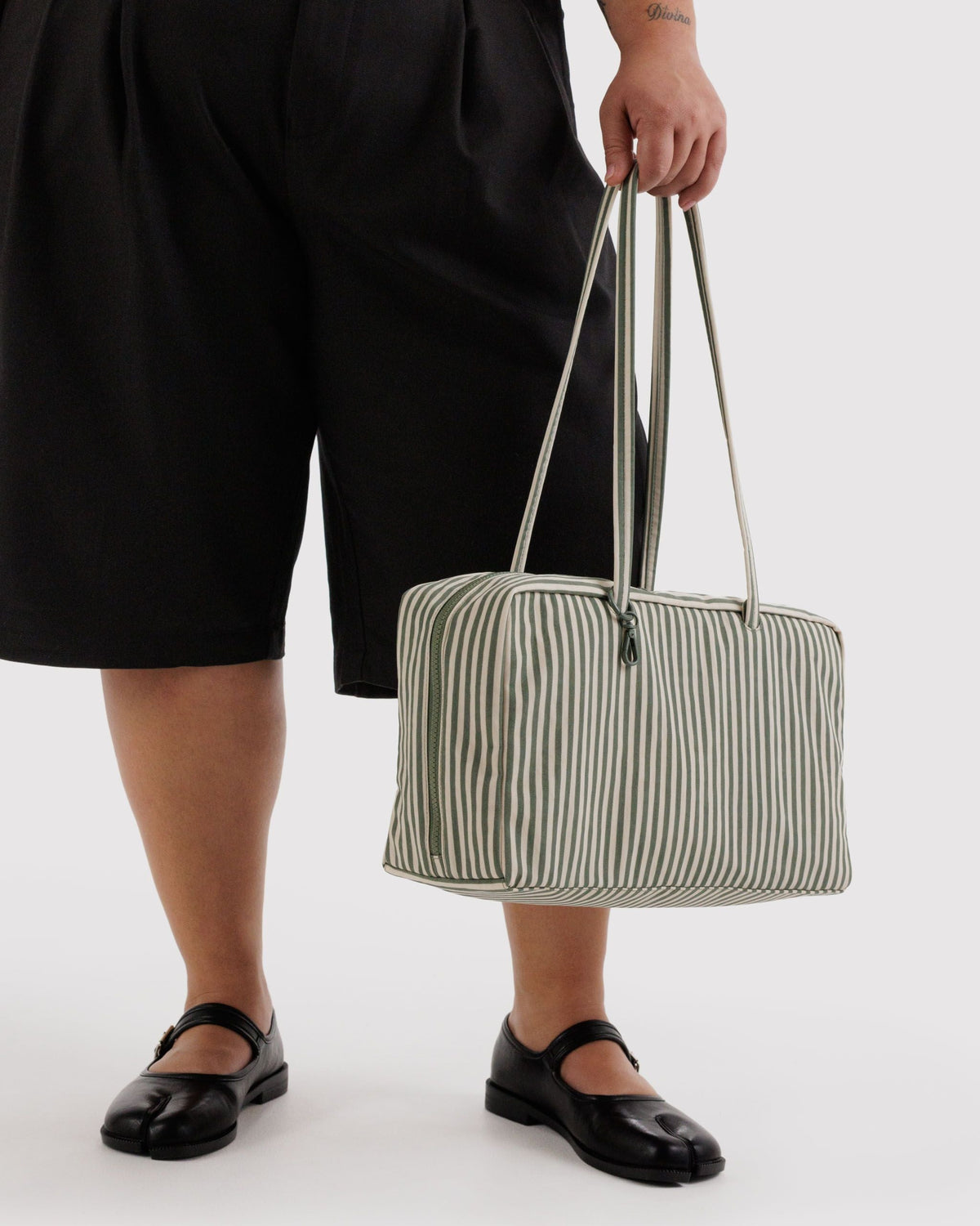 Medium Nylon Bowler Bag - Sage Stripe - image 3