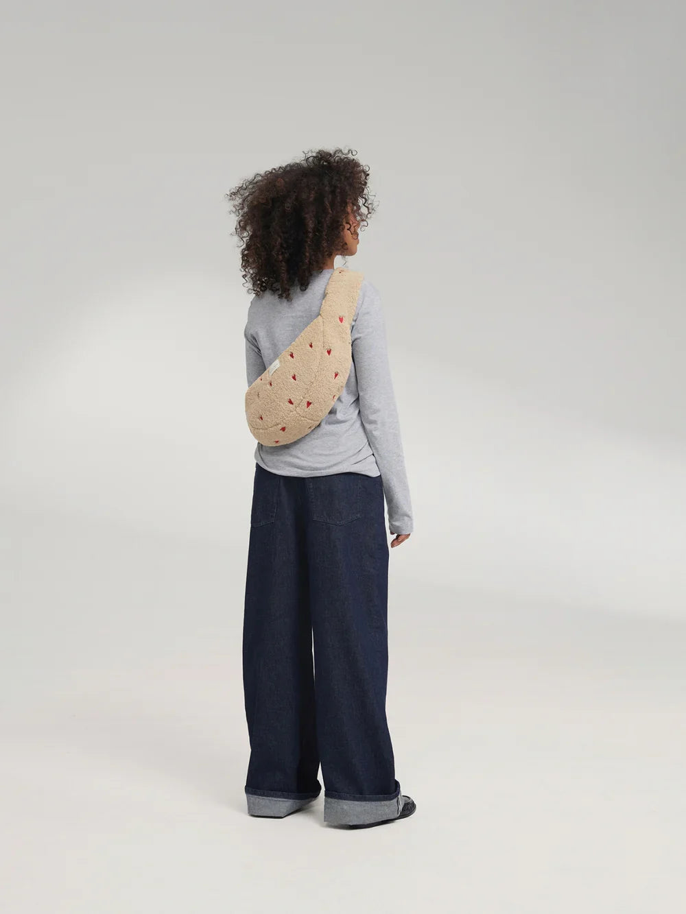 Ecru Herzen Teddy Mini Umhängetasche