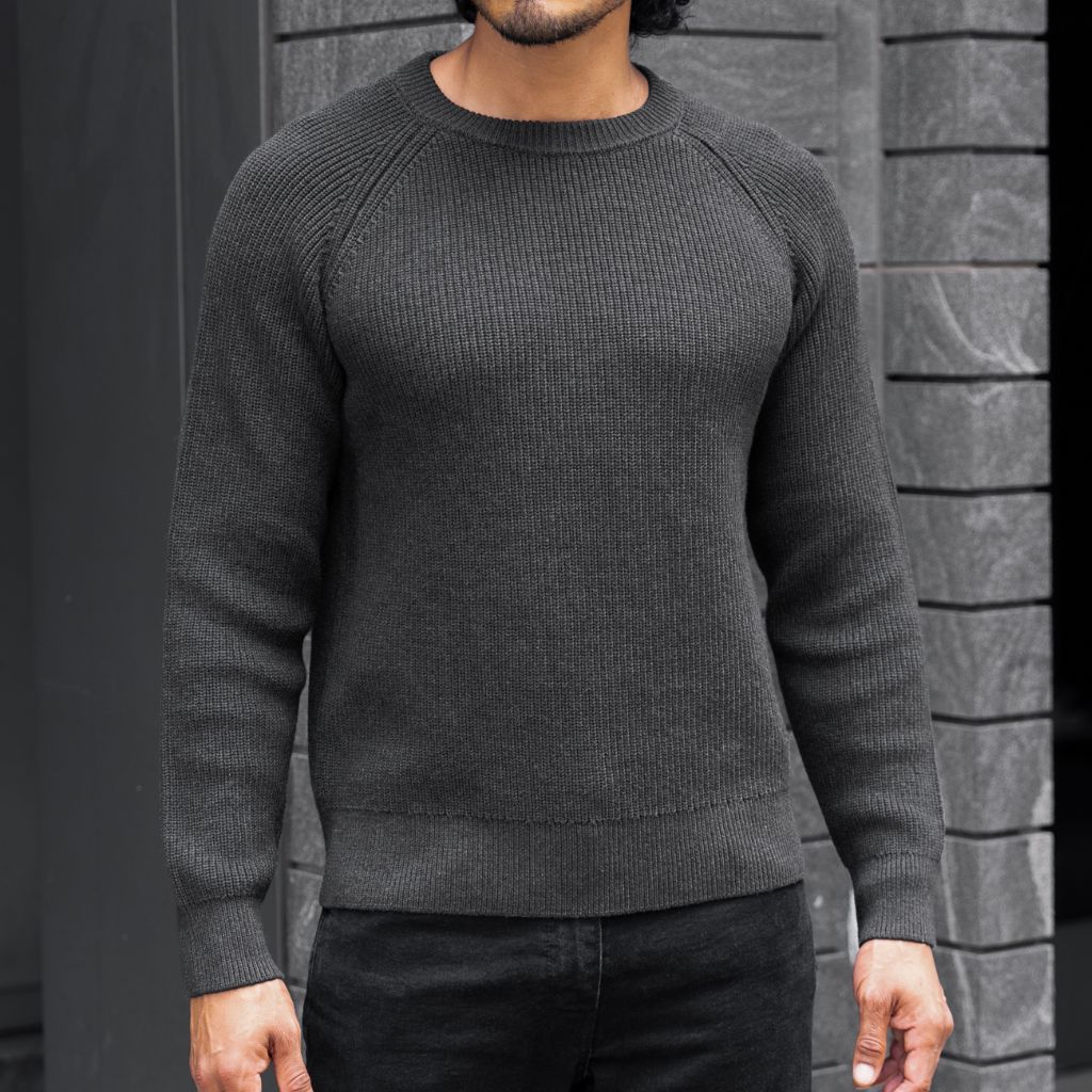 Ribbed Crewneck Sweater | Charcoal