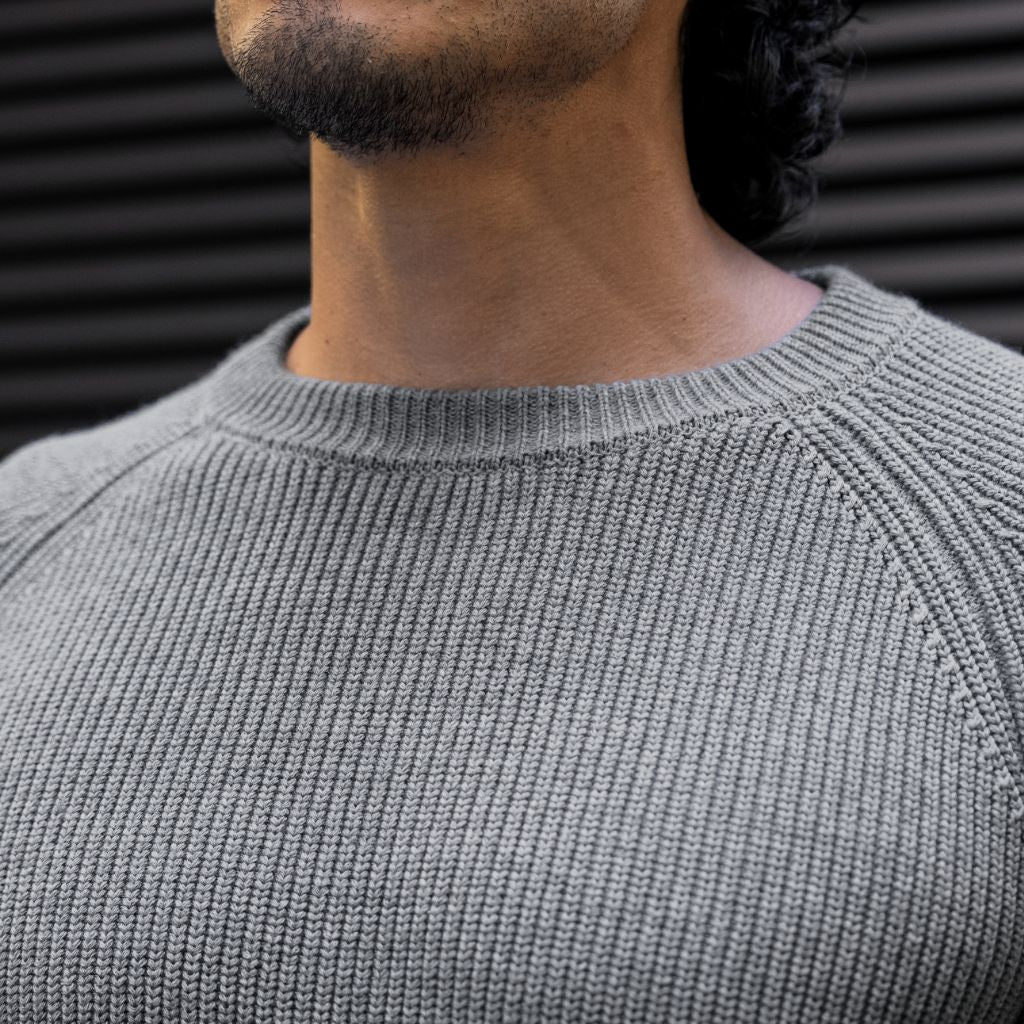 Ribbed Crewneck Sweater | Light Grey