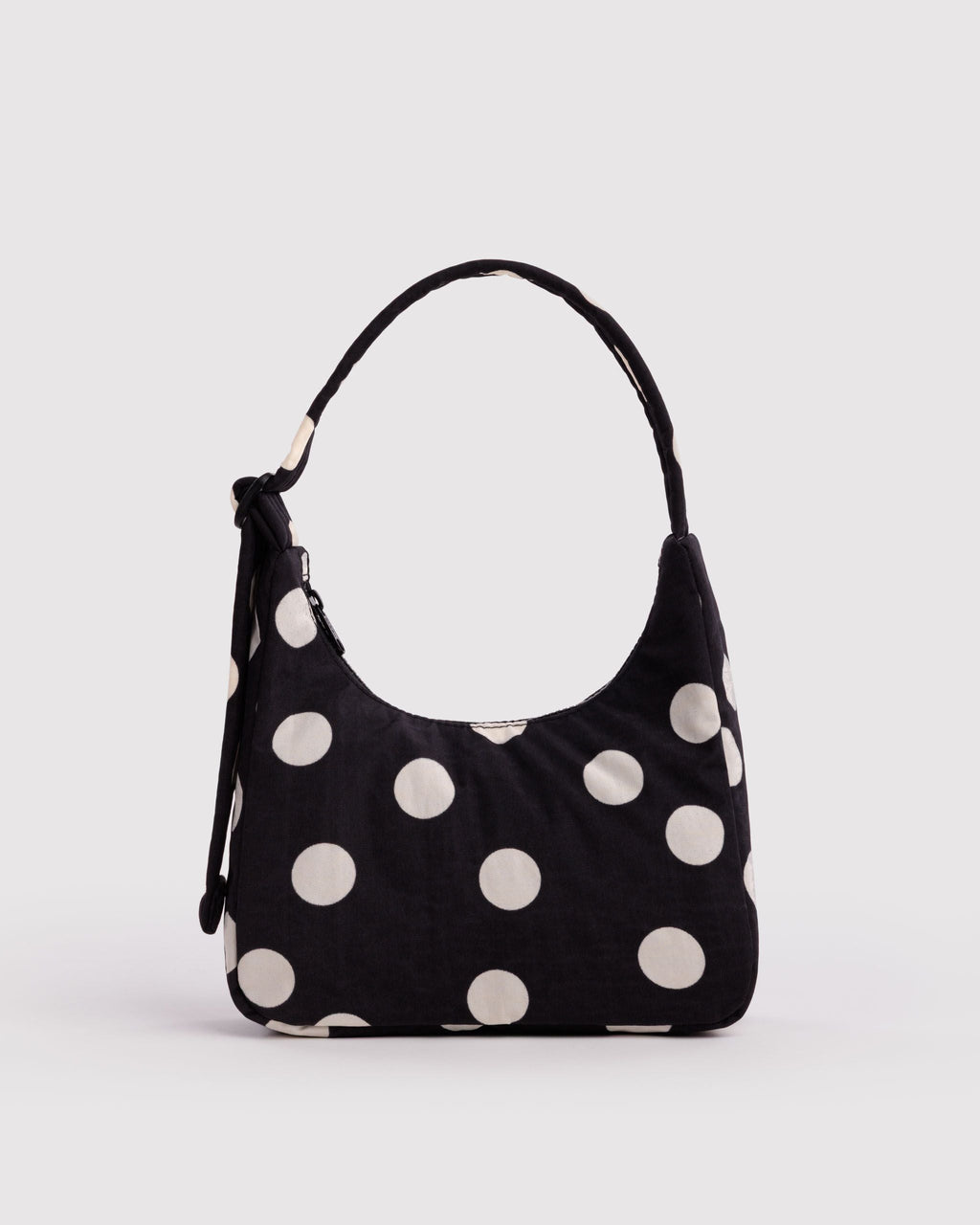 Mini Nylon Shoulder Bag - Black and Cream Polka Dot