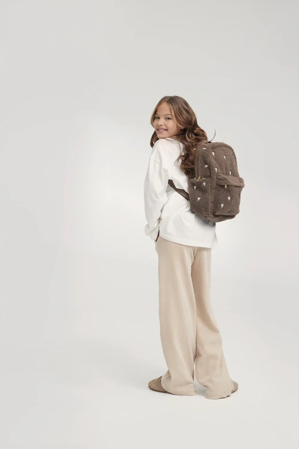 Brown Hearts Teddy Midi Rugzak