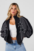 W565 Old School Windbreaker - Oversized vintage-style windbreaker with mesh lining and heavier weight fabric, retro-inspired style in colour Black.