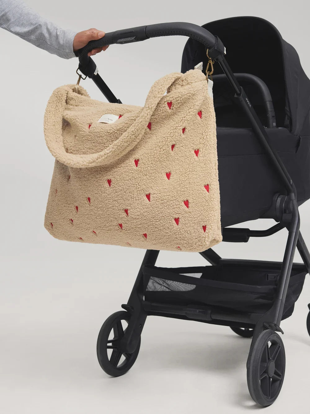 Wickeltasche mit Teddybären und braunen Herzen