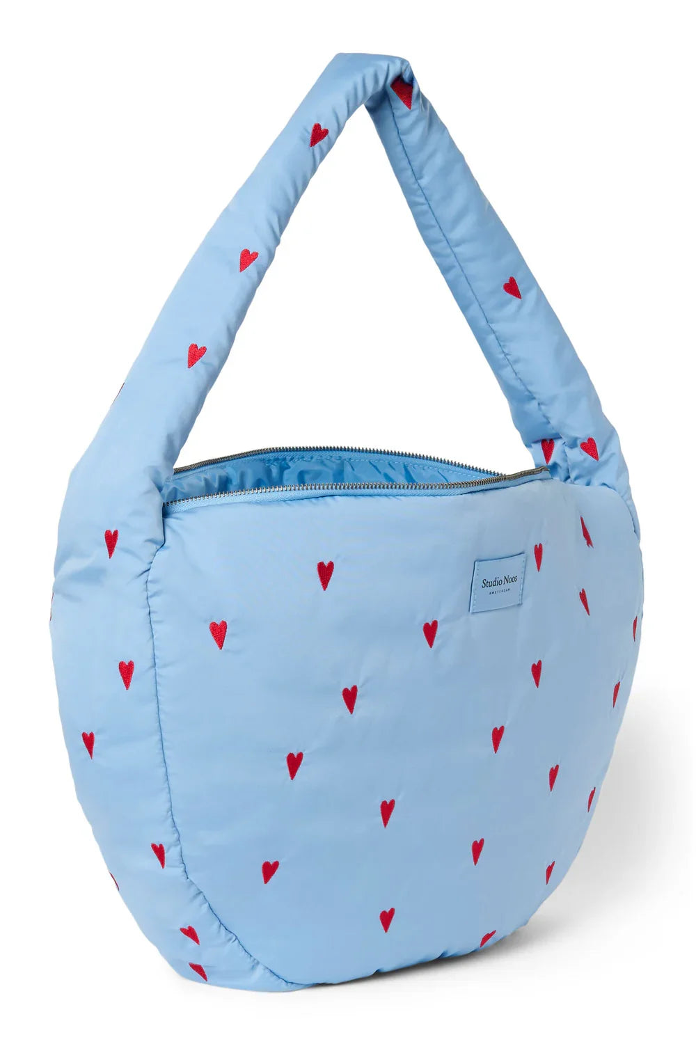 Light Blue Hearts Puffy Cross Body Bag