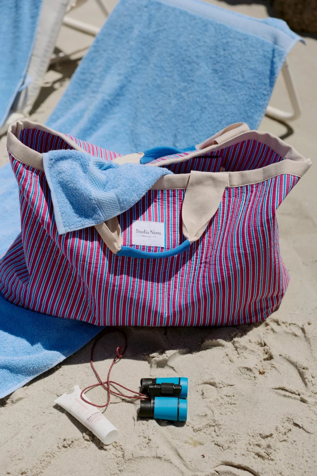 Popeline Gestreifte Strandtasche | Buttergelb