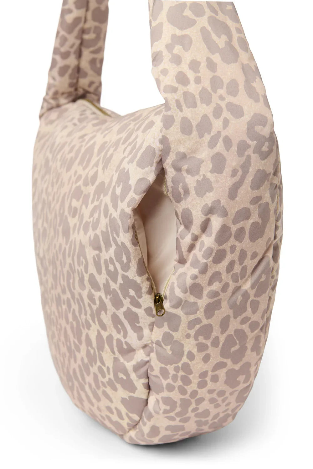 Beige Leopardenmuster-Puffy-Umhängetasche