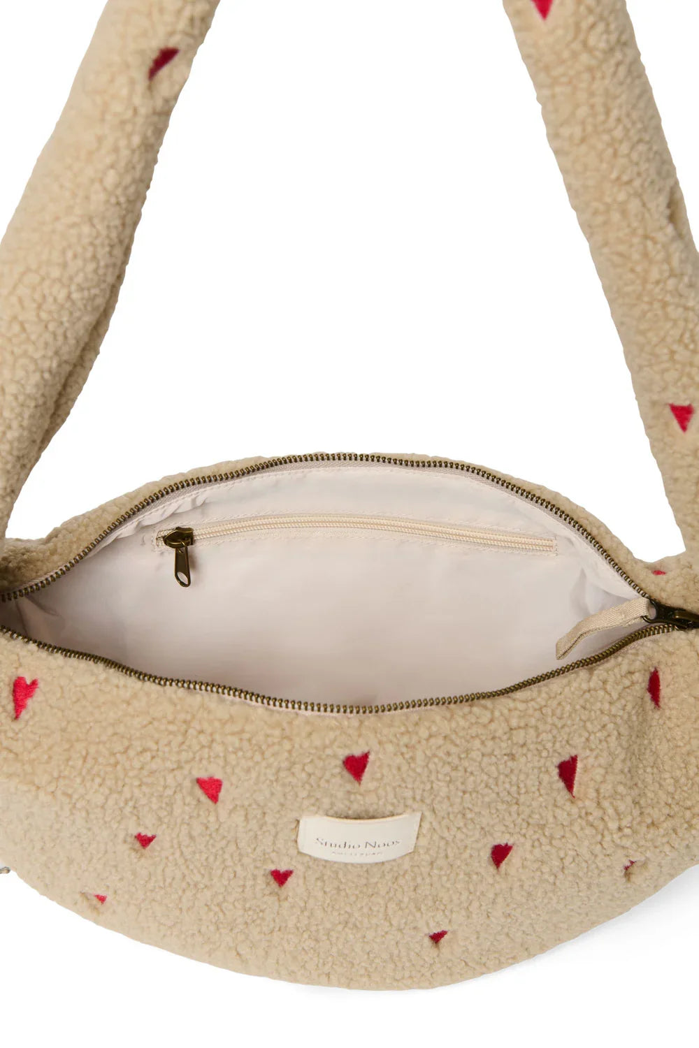 Ecru Herzen Teddy Mini Umhängetasche