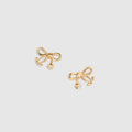 Tiny Stethoscope Bow Stud Earrings - Gold