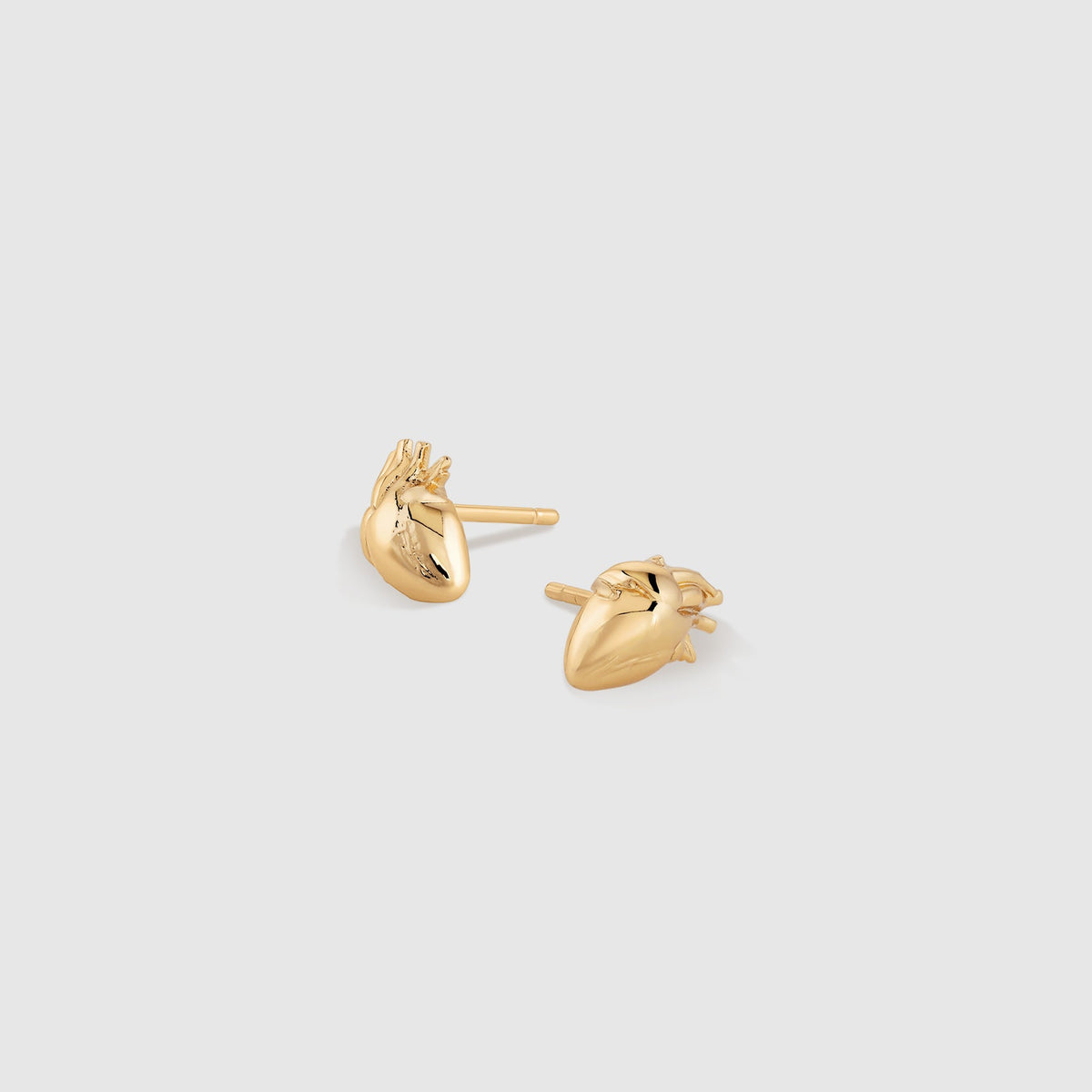 Anatomical Heart Stud Earrings - Gold