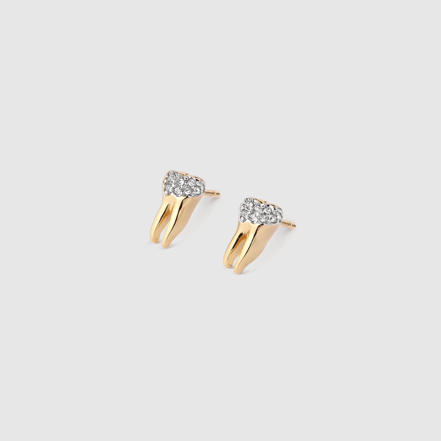 Tooth With Cavity Pavé Stud Earrings - Gold