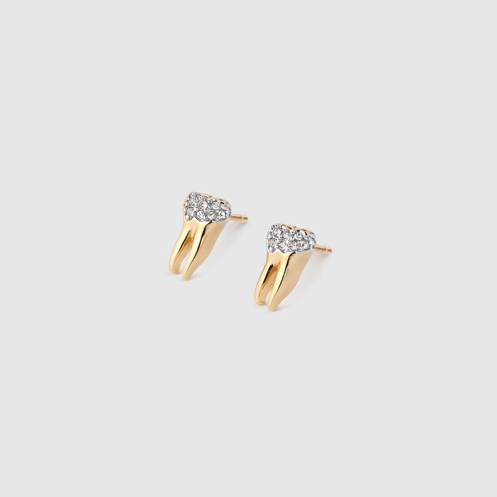 Tooth With Cavity Pavé Stud Earrings - Gold