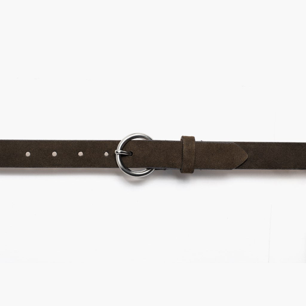 Women's Circle Leather Belt | Dark Olive Suede