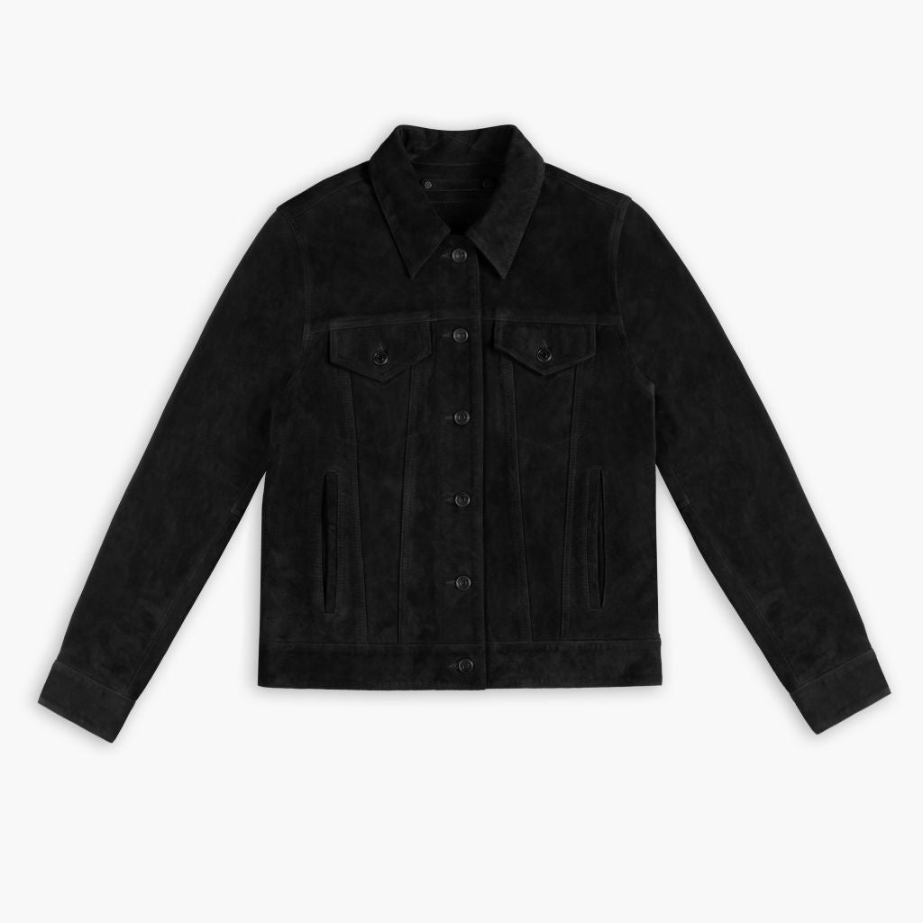 Suede Trucker Jacket | Black