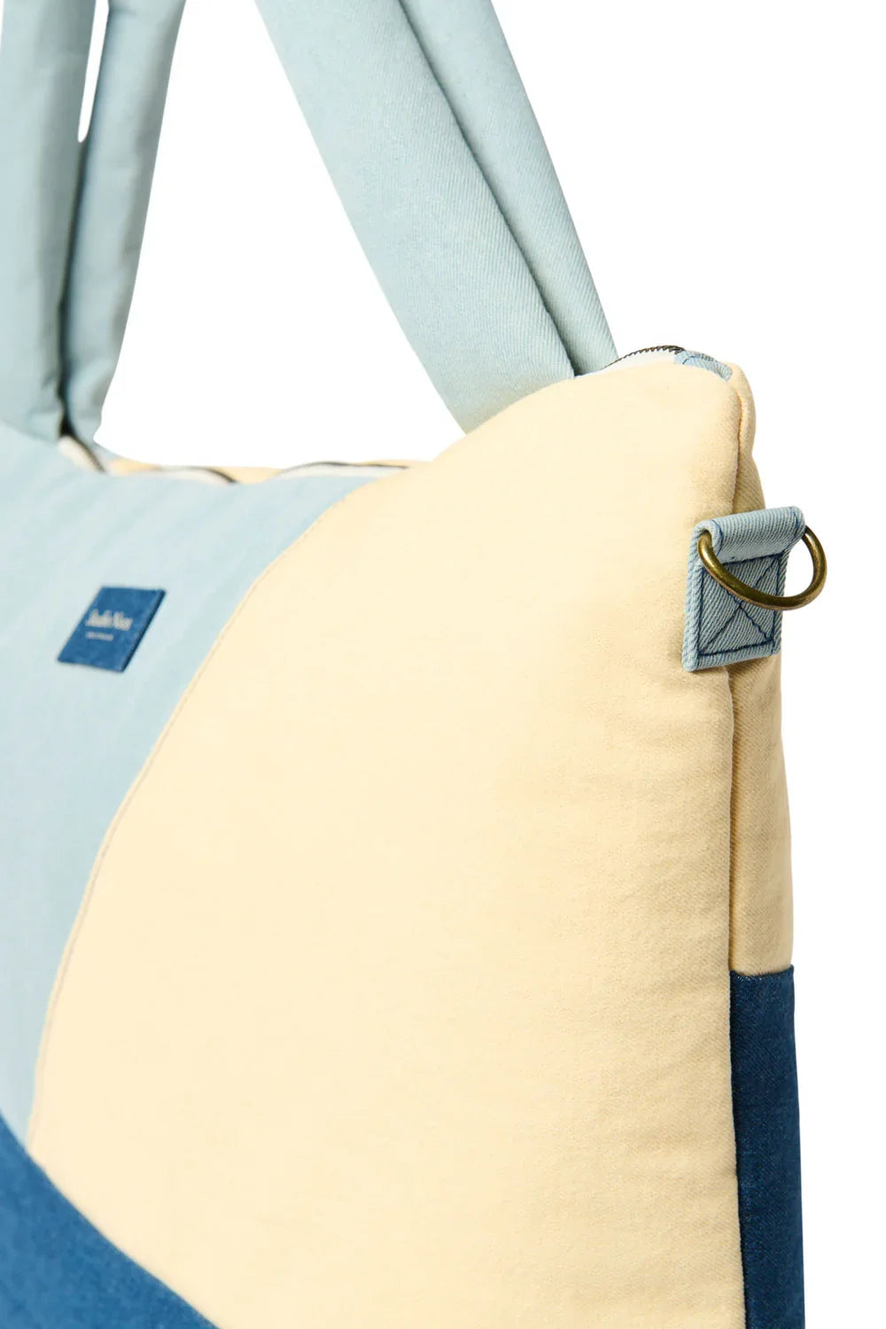 Denim-Patchwork-Wickeltasche