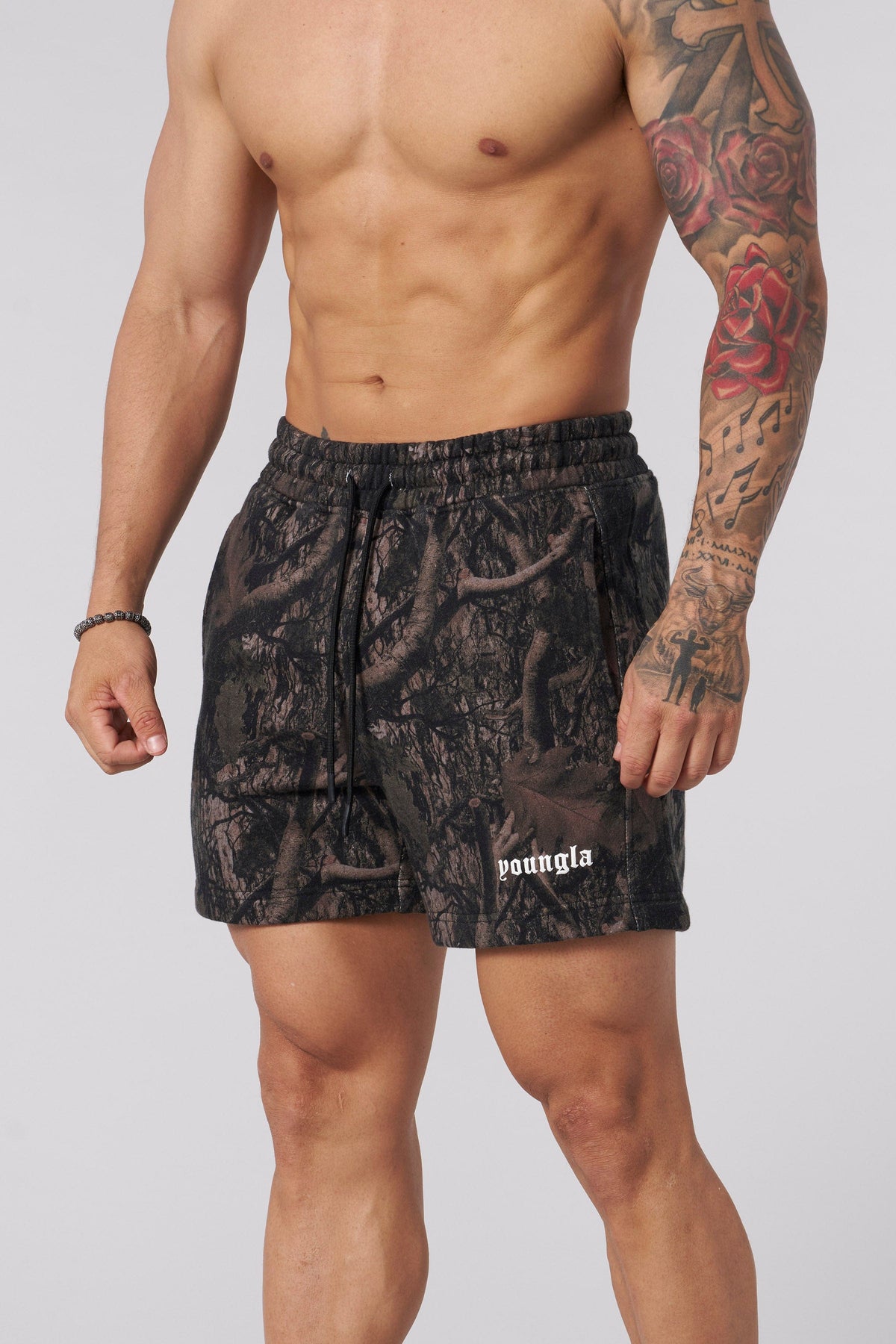 1118 - Short en coton camouflage d'arbre