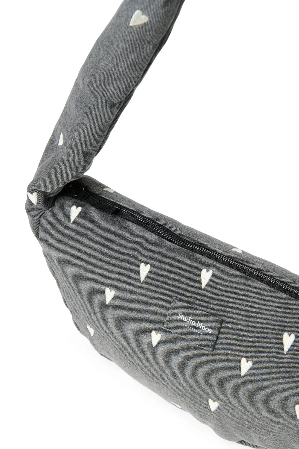 Graue Herzen Denim Mini Umhängetasche