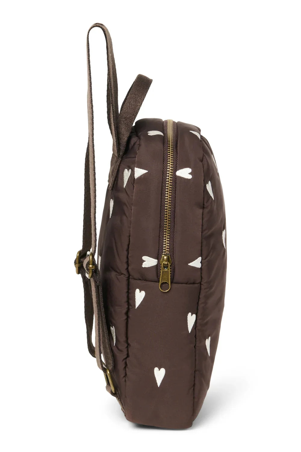 Brown Hearts Puffy Mini Backpack