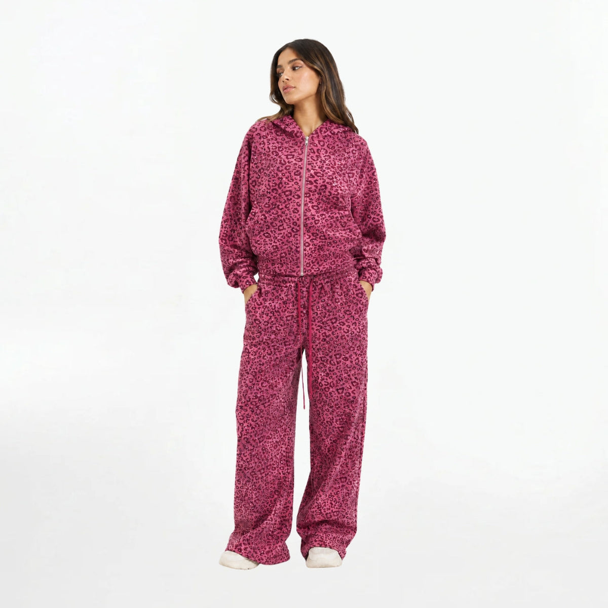 VYBES Pink Leopard Sweatpants