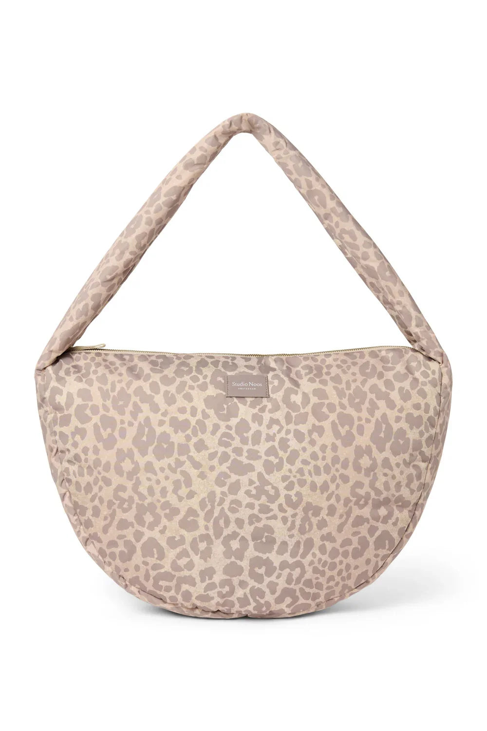 Beige Leopardenmuster-Puffy-Umhängetasche