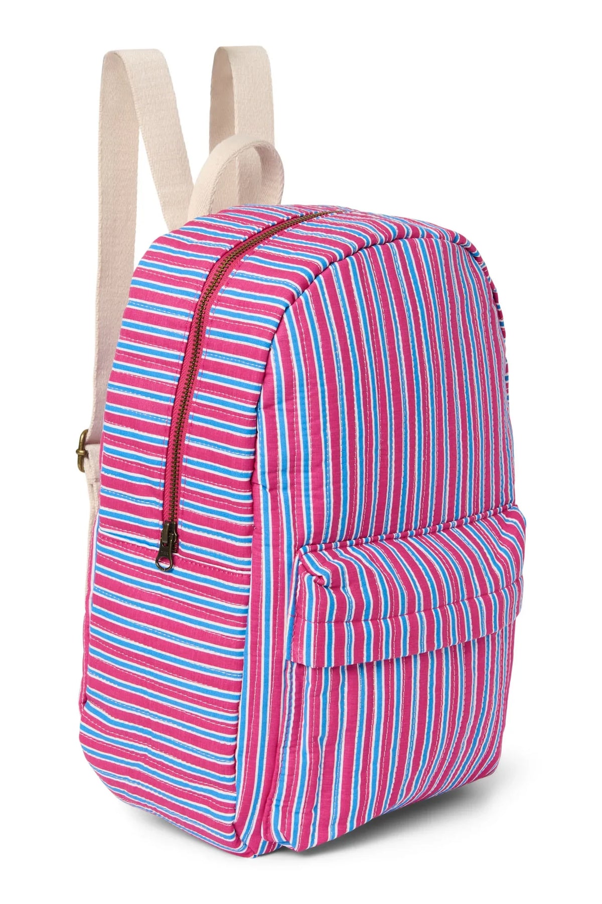 Poplin Striped Midi Backpack | Raspberry