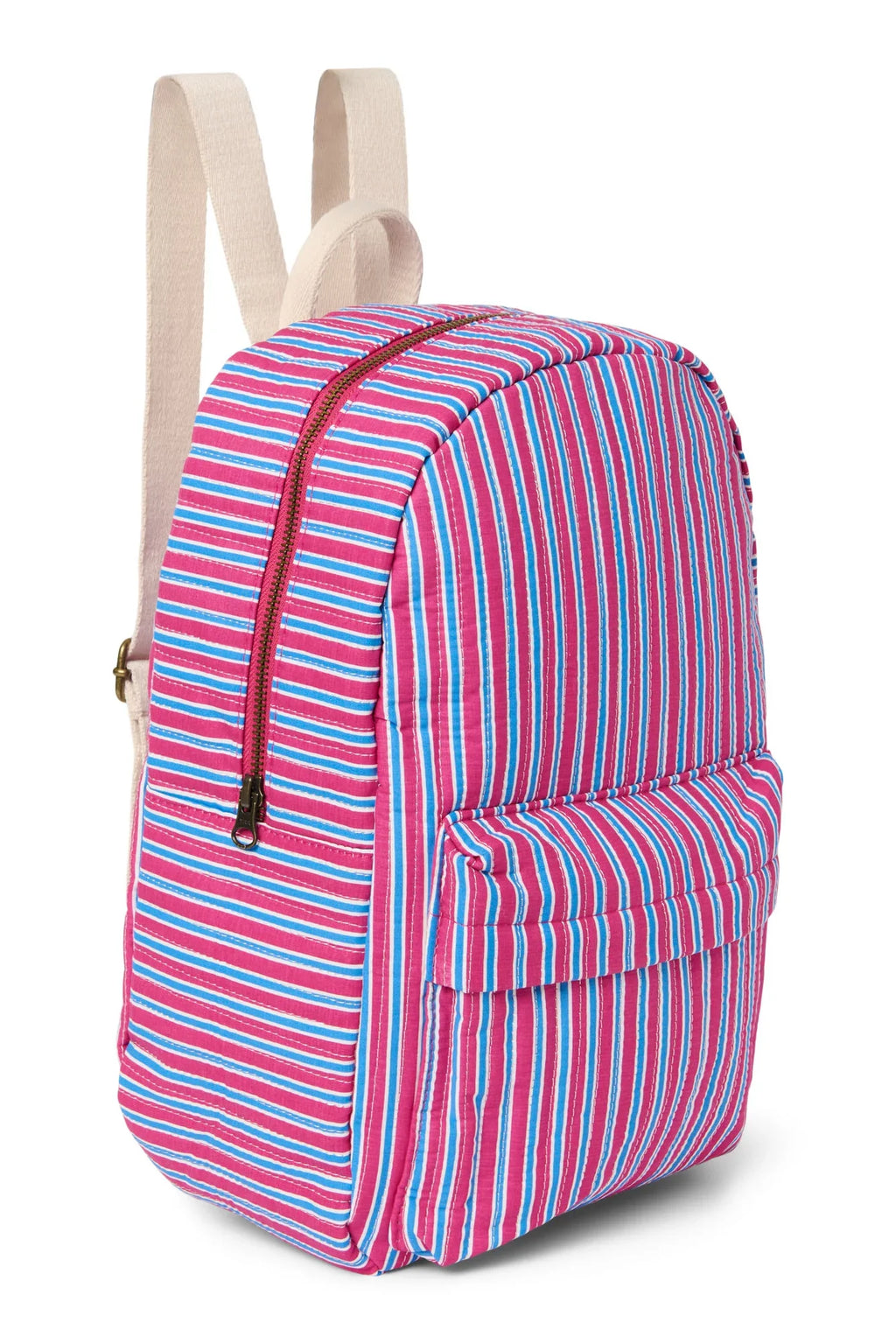 Popeline Gestreifter Midi Rucksack | Buttergelb