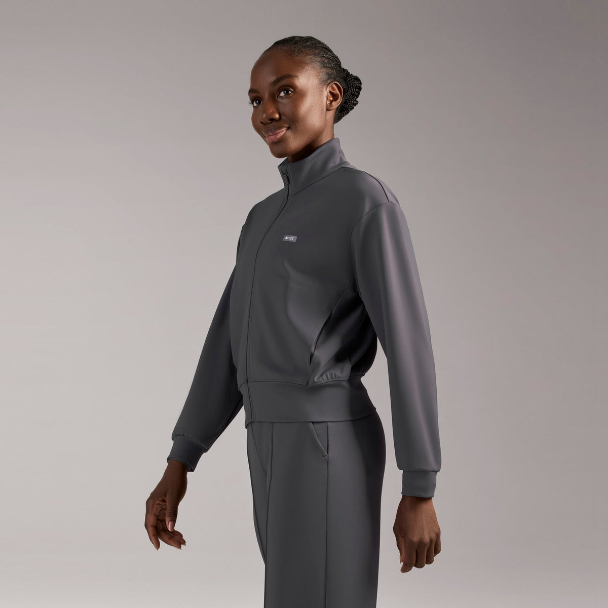 Labelle Bomber Scrub Jacket - Charcoal