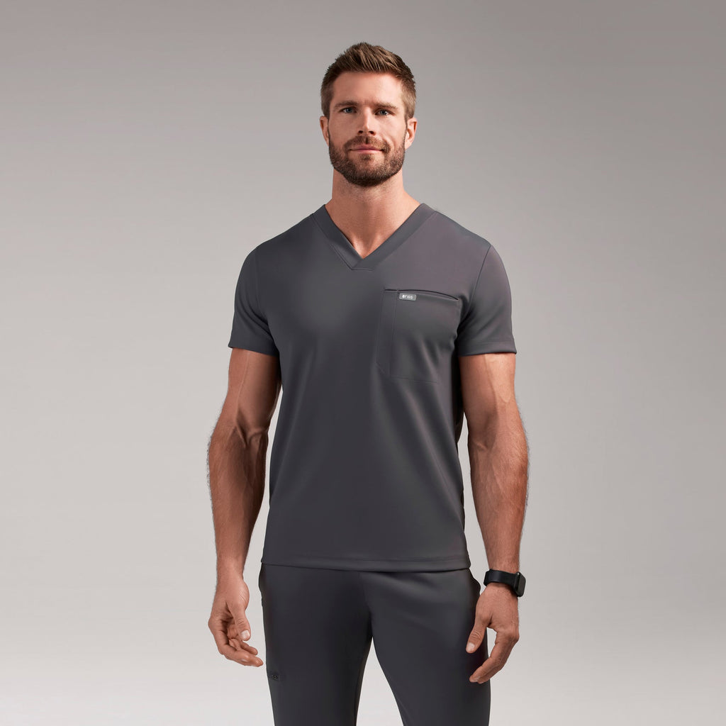 Logan V-Neck Scrub Top - Charcoal