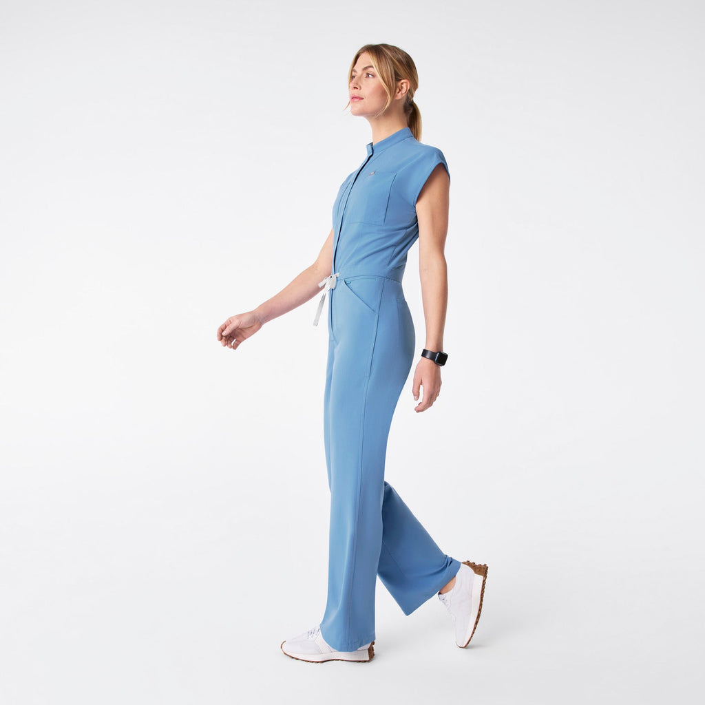 Rafaela Wide-Leg ScrubJumpsuit™ - Ceil Blue