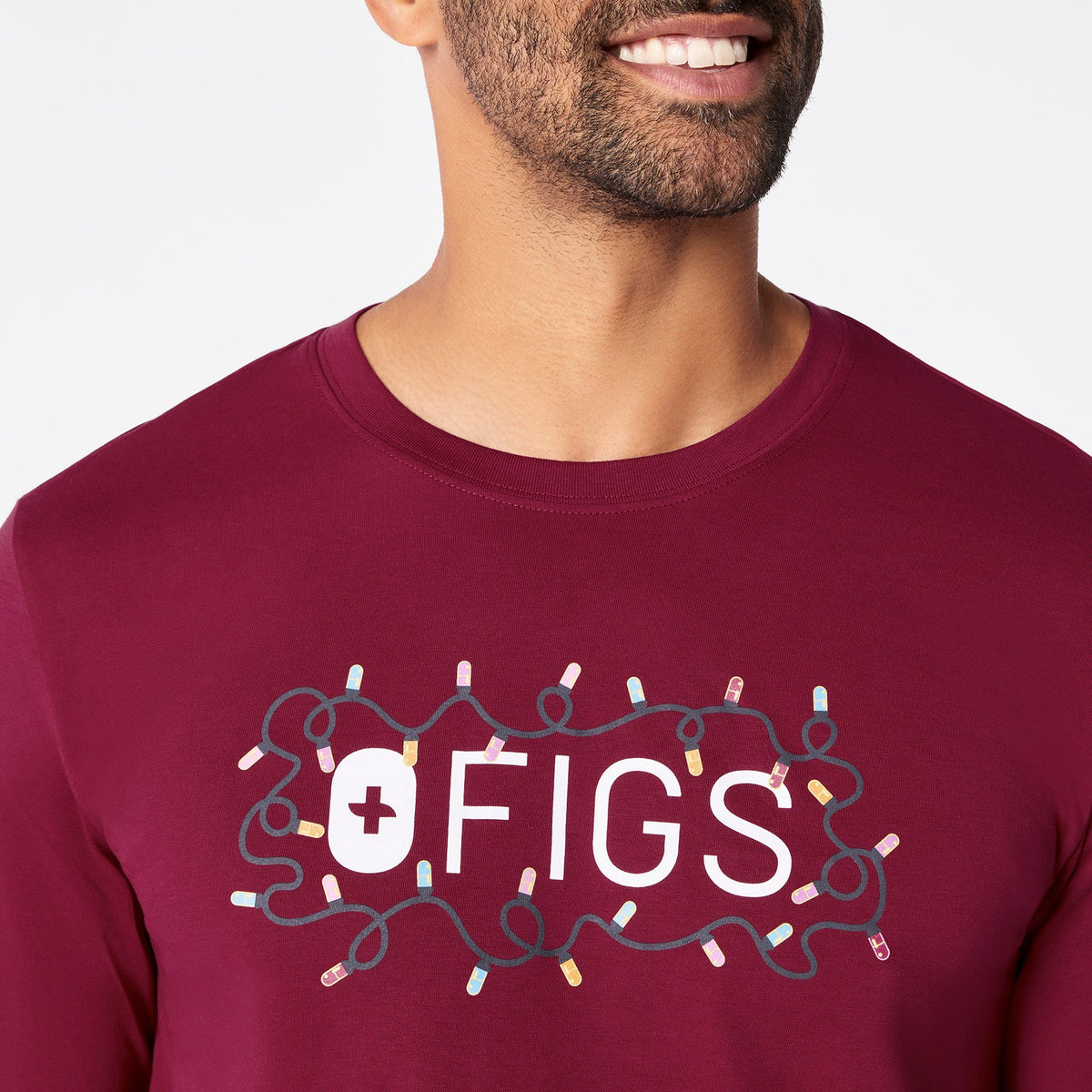 FIGS Logo Long-Sleeve Underscrub - Deep Cranberry