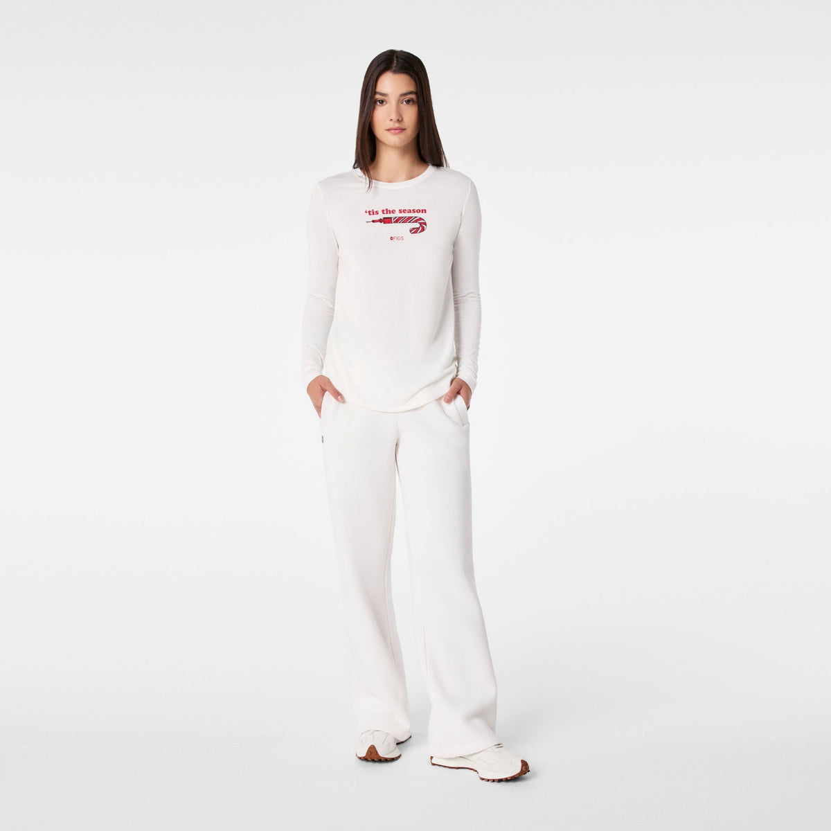 Tis The Season Long-Sleeve Underscrub - Off White