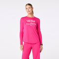 Where Days Are Merry, Bright and Overcaffeinated Long-Sleeve Underscrub - Shocking Pink