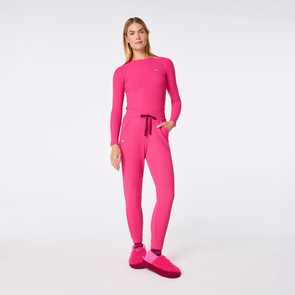 Off-Shift Waffle Jogger Sweatpants™ - Shocking Pink