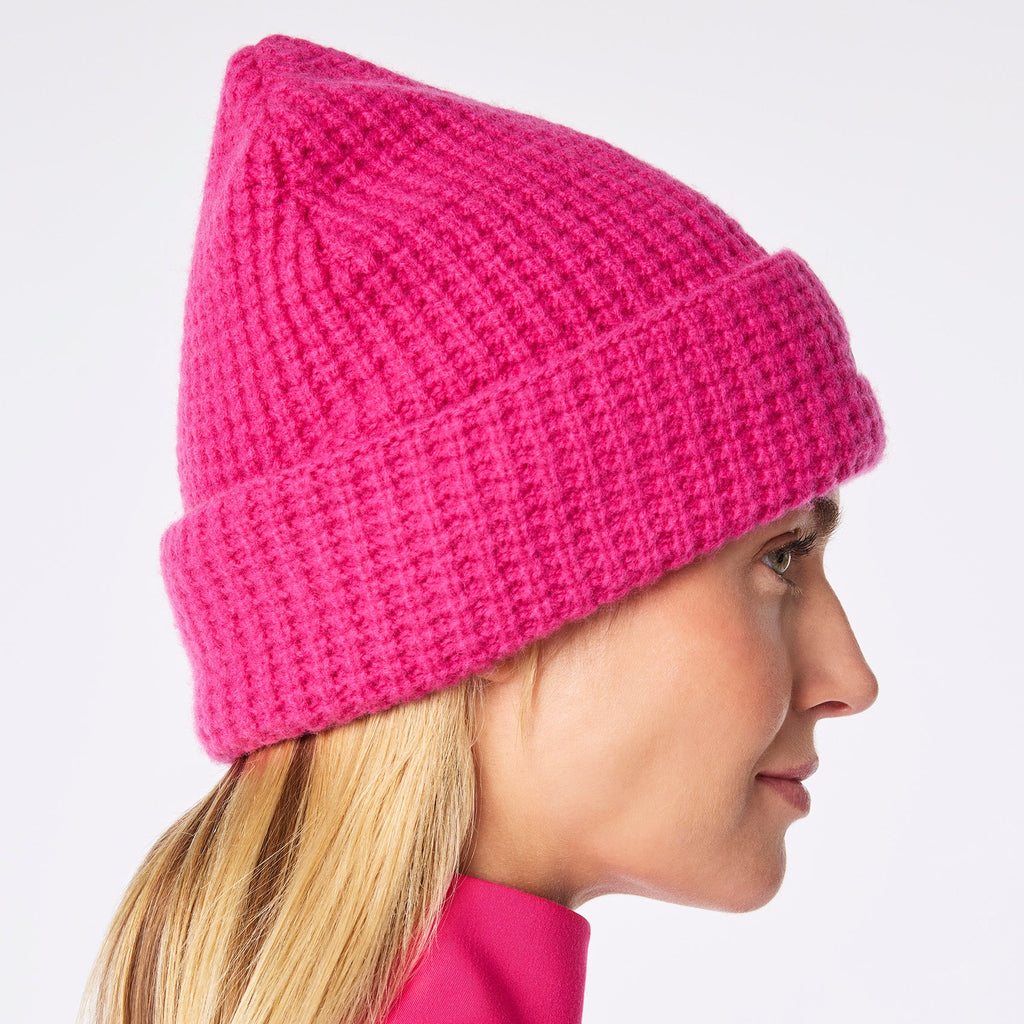 Waffle Beanie - Shocking Pink