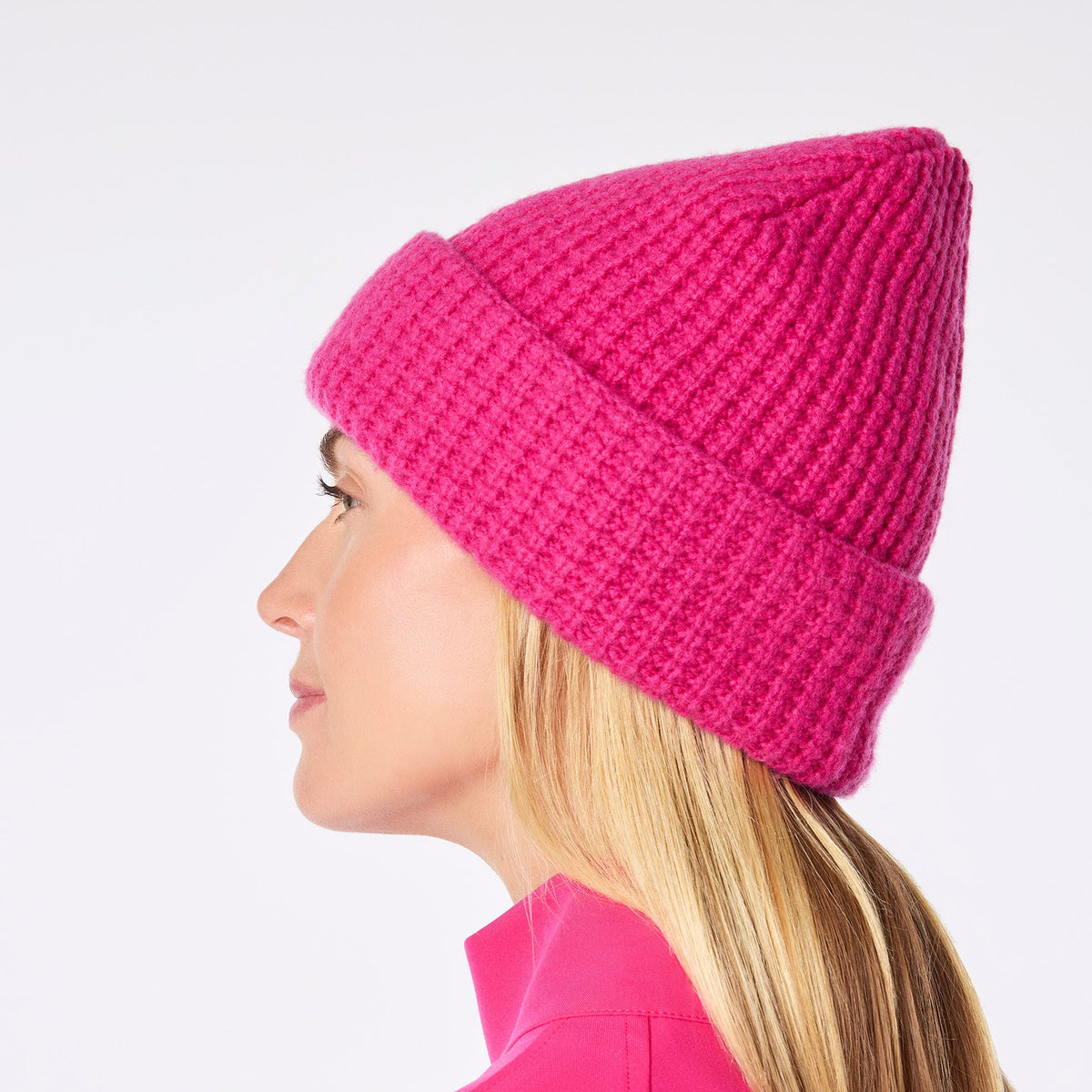 Waffle Beanie - Shocking Pink