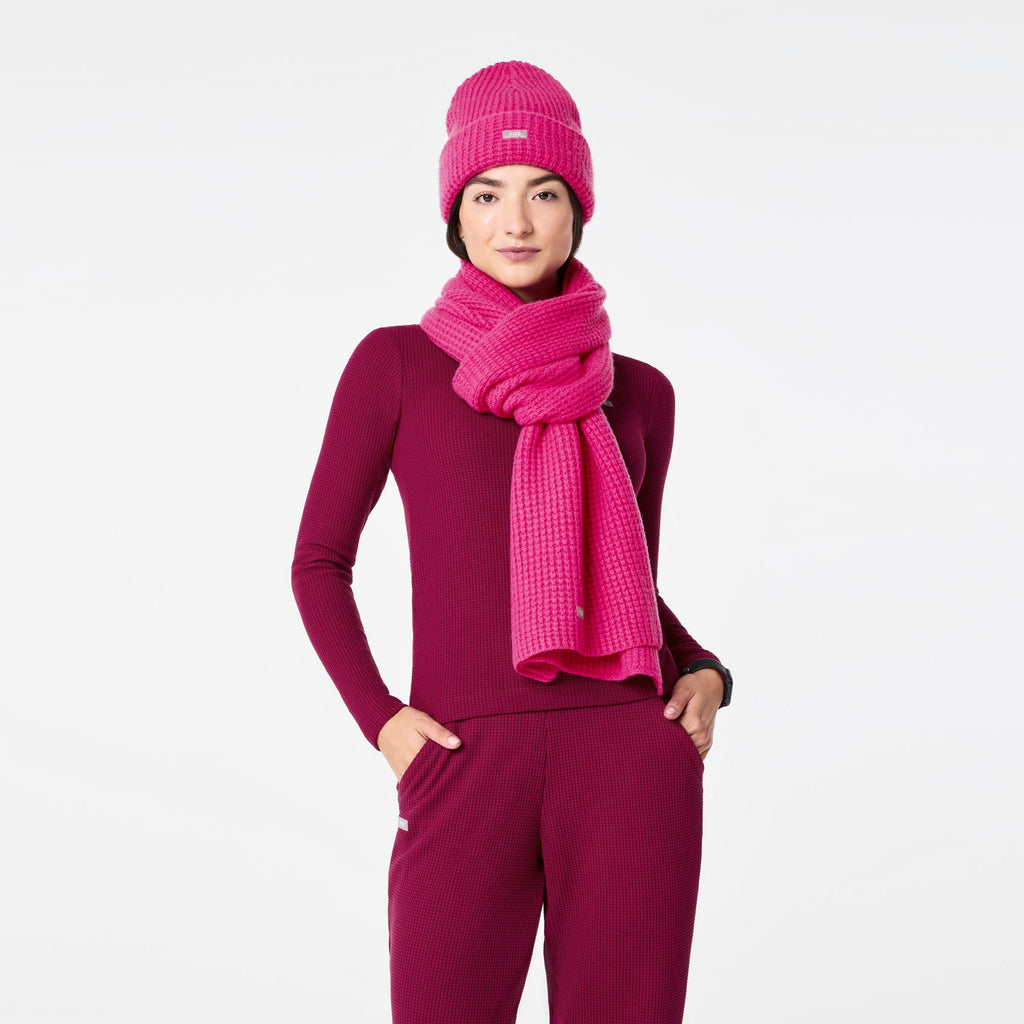 Waffle Scarf - Shocking Pink