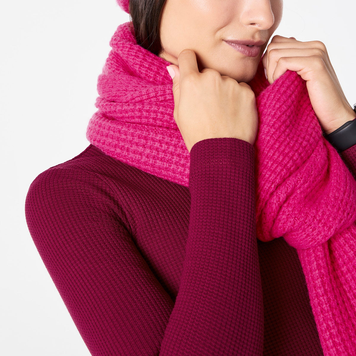 Waffle Scarf - Shocking Pink