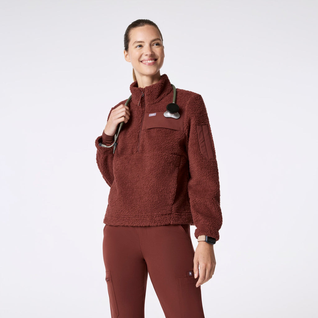 High-Pile Fleece Pullover - Walnut