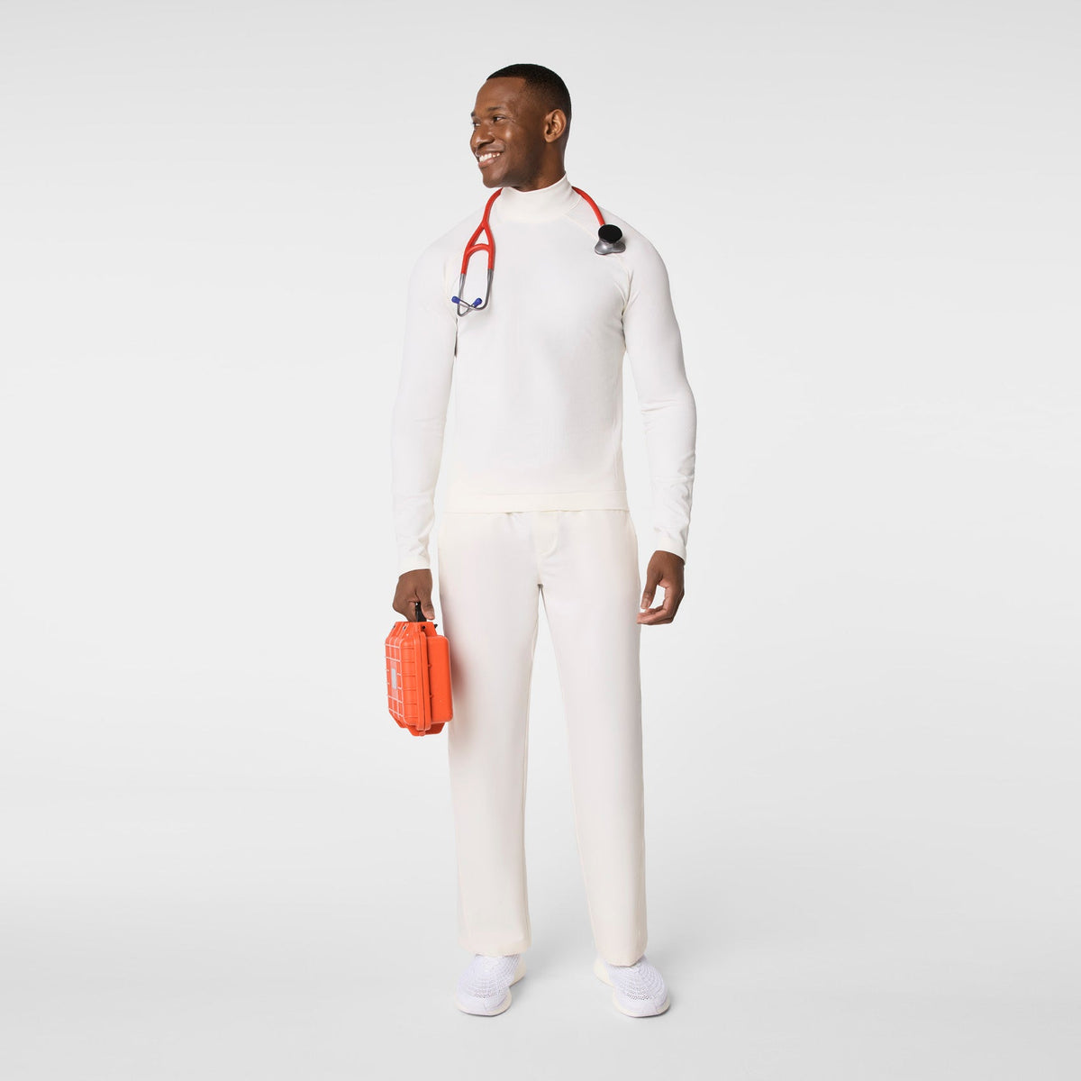 FIGS x Team USA Mock-Neck Long-Sleeve Underscrub - Off White