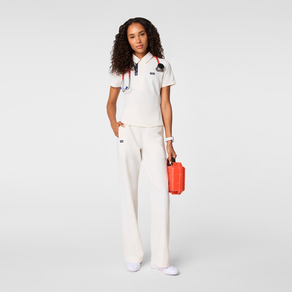 FIGS x Team USA Polo Scrub Top - Off White