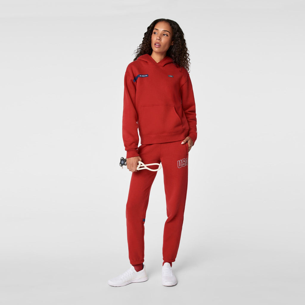 FIGS x Team USA Hoodie Sweatshirt - Team USA Red