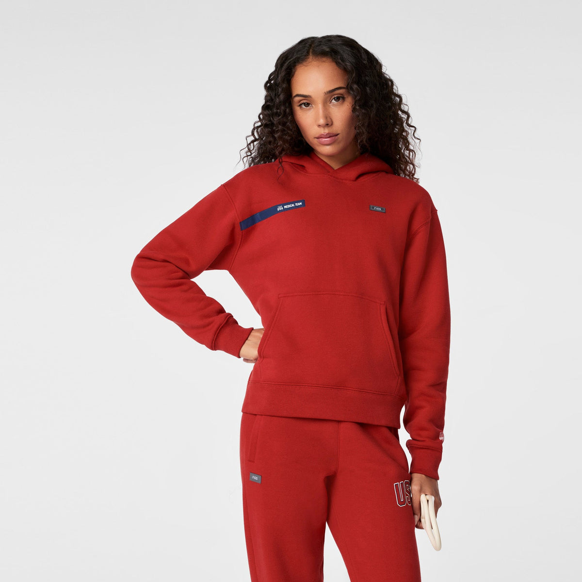 FIGS x Team USA Hoodie Sweatshirt - Team USA Red