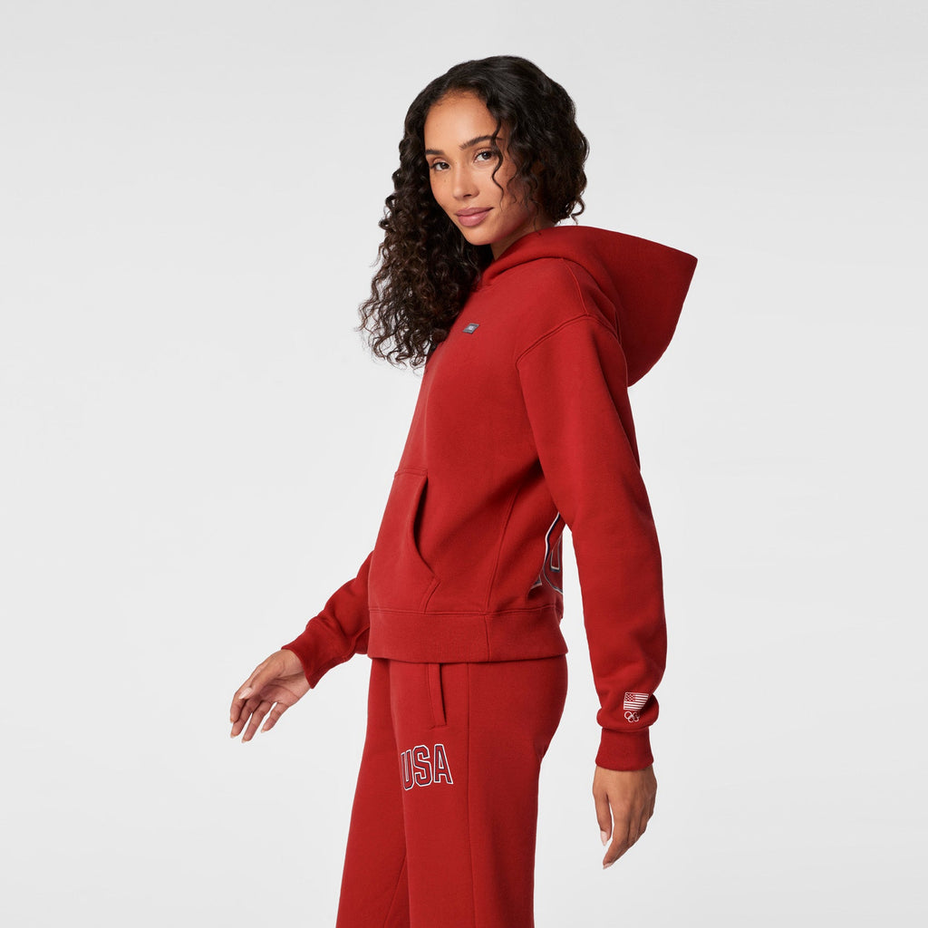 FIGS x Team USA Hoodie Sweatshirt - Team USA Red