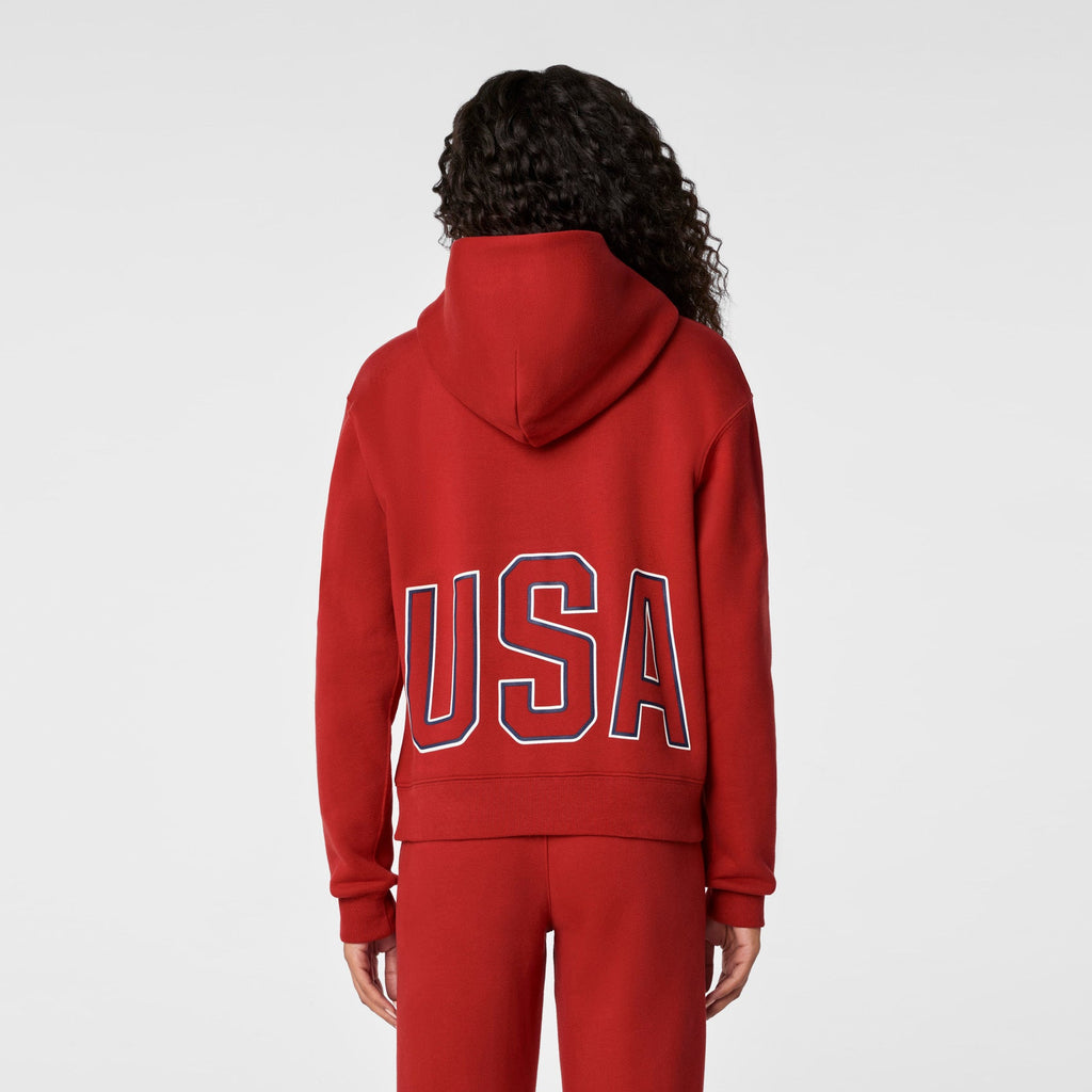 FIGS x Team USA Hoodie Sweatshirt - Team USA Red