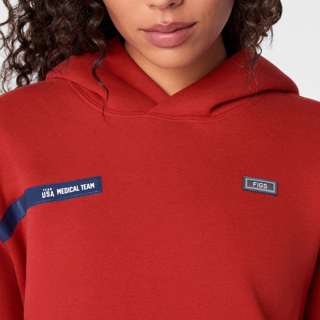 FIGS x Team USA Hoodie Sweatshirt - Team USA Red