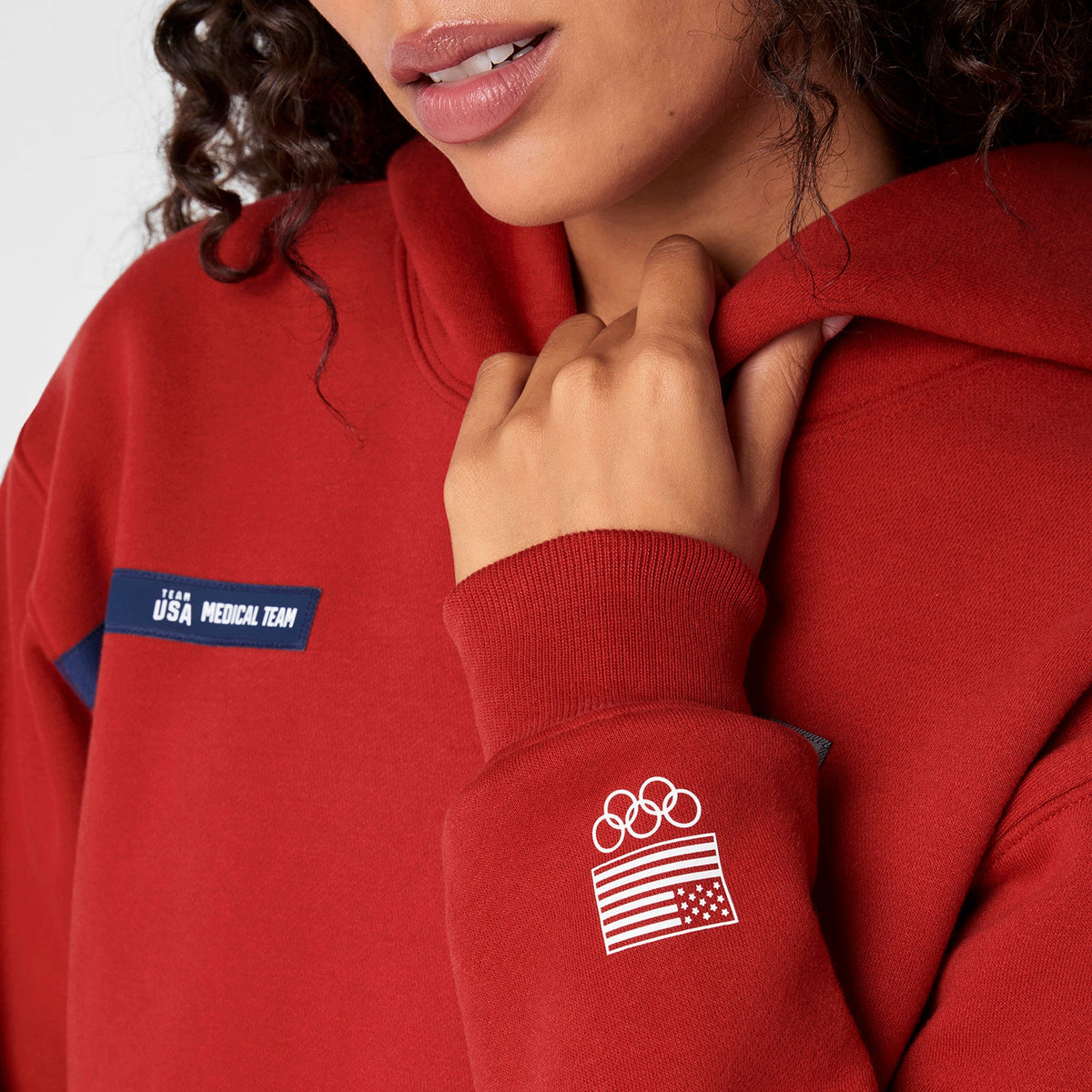 FIGS x Team USA Hoodie Sweatshirt - Team USA Red