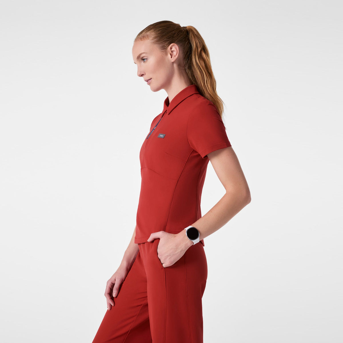 FIGS x Team USA Polo Scrub Top - Team USA Red