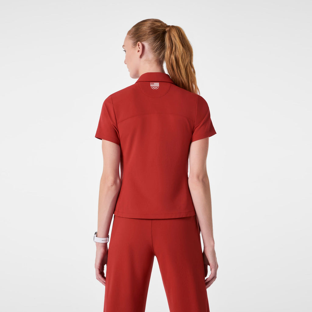 FIGS x Team USA Polo Scrub Top - Team USA Red